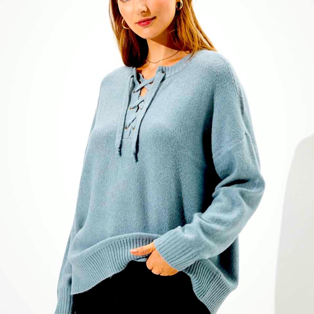 American Eagle Oversized Lace Crew Neck Sweater
